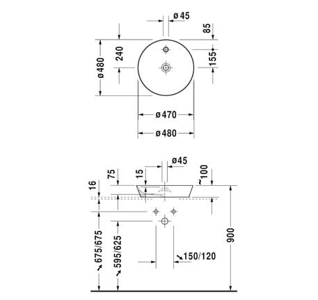 Chậu đặt bàn Cape Cod 480 mm 588.45.240